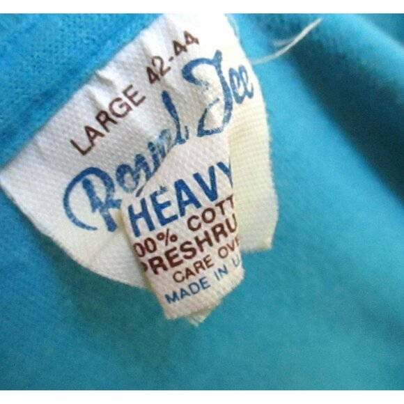 Vintage T-Shirt Single Stitch Large 80s USA All Cotton Rugged Fade Relic Blue - Picture 3 of 5